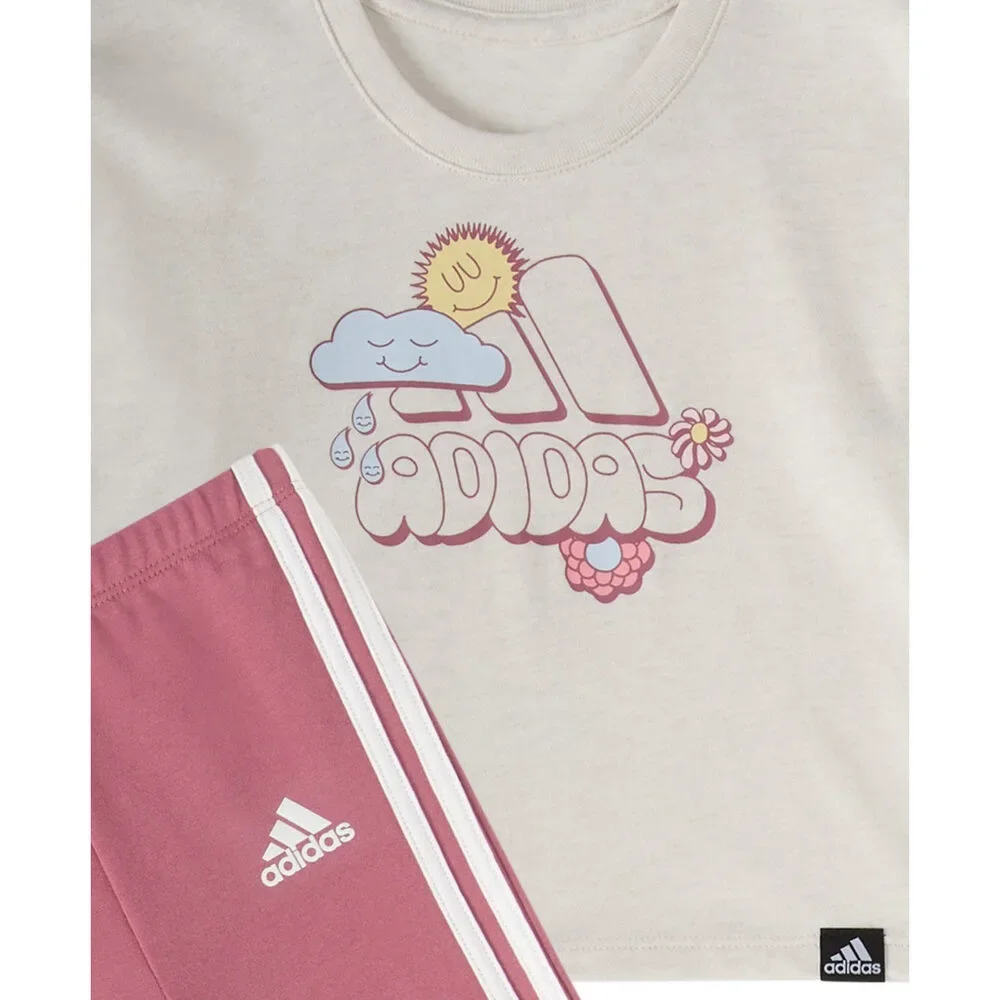 Adidas Girls Long Sleeve Tee and Flare Pant Set 24M